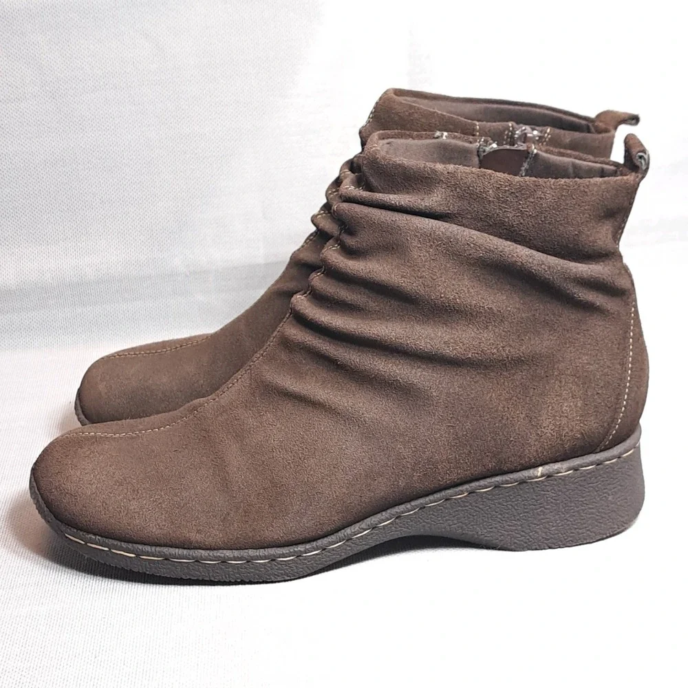 BareTraps Women's‎ Karna Size 9 1/2M Brown Leather Ankle Booties/Shoes Zipper